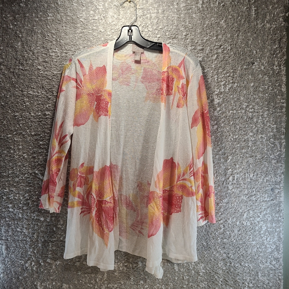 Chicos Women Chroma Pop Convertible Cardigan 2, Large Lightweight Floral